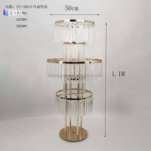LEDAGG Luxury Gold Metal Crystal Flower Stand 1.1M Height 50cm Width Wedding <b>Table</b> Centerpiece Decoration - Product Image 3