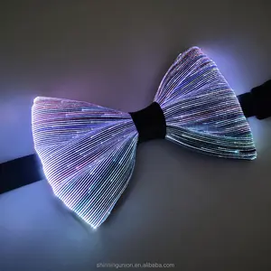 Gravata borboleta de fibra óptica de luxo com luzes LED para homens e meninos, gravata borboleta de luxo para festas de casamento e Halloween, garçom com luzes LED
