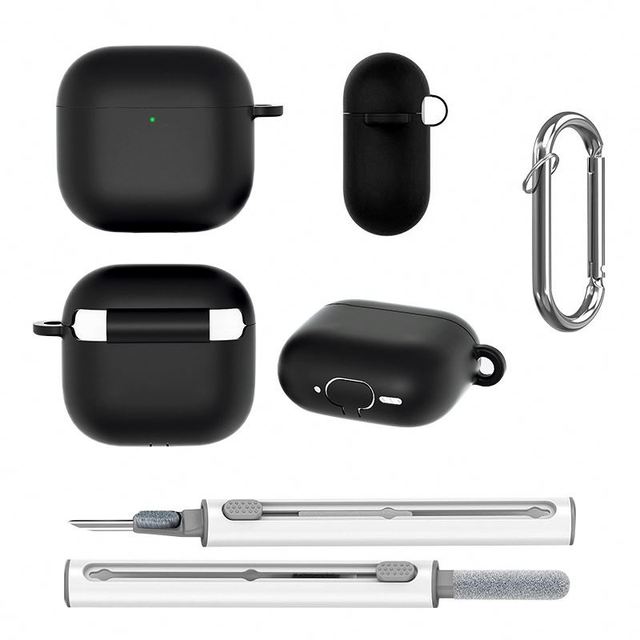 For AirPods 4th Case Cover with Cleaner Kit,Soft Skin Silicone Case with Keychain Full Protective Cover for Apple Airpods 4 2024