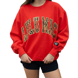 Sweat-shirt à col rond inspiré de Lulu Mac, unisexe, coupe ample, 100% coton, bordure dorée, imprimé animal, décontracté, tricoté pour l'hiver - Product Image 2
