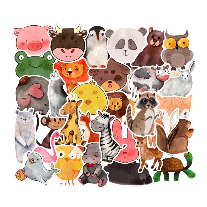 50 adesivi con animali dei cartoni animati