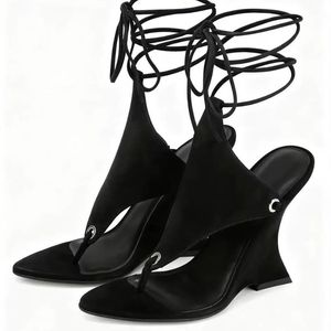 Escarpins con Cordones en el Tobillo, Nuevo Diseño con Tiras, Tacones de Plataforma con Cuña Alta para Mujer - Product Image 4