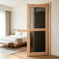 Simple Zen Style Solid Fir Timber Screen Door Breathable Solid Wood Door for Leisure Indoor Space