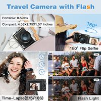 Kamera Digital 4K untuk Vlogging, Autofokus 48MP, Zoom 16X, Layar 3 Inci, 180 °   Flip Selfie, Webcam, dan Output HDMI untuk Live Streaming