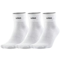 Chaussettes de sport montantes classiques de haute qualité pour hommes, épaissies, pour le basketball et les activités de plein air, vente en gros, 3 paires par carte, modèle cheville