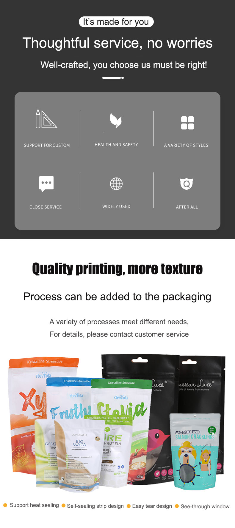 Empaque Alimentos Zip lockk Stand Up Plastic Snack Nut Packaging Bag Mango Dried Fruit Dry Food Packaging Bag