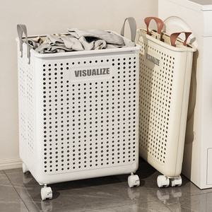 Multifunctional 4-Wheel Foldable <strong>Laundry</strong> <strong>Basket</strong> with Handles and Storage Trolley for Home Use - Product Image 1