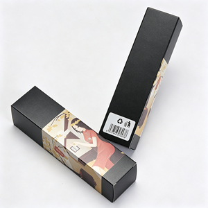 Custom Printed Recyclable Paperboard Slotted Gift <b>Box</b> with Handle for Cosmetic Packaging Oblong Shape - Product Image 4