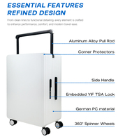 Valise cabine approuvée OEM 20 pouces avec serrure TSA, roulettes pivotantes, coque PC durable, étanche, sans fermeture éclair, disponible en plusieurs couleurs
