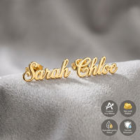 Pendientes de Nombre Personalizados de Lujo TD Trendy, Aretes de Acero Inoxidable Chapados en Oro de 18K con Placa de Nombre Personalizada para Mujer, Regalo para Damas de Honor