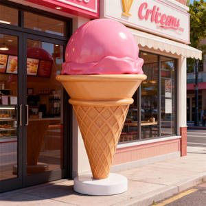 Индивидуальная прочная скульптура из пенополиуретана в виде мороженого с золотисто-коричневым вафельным рожком, искусство в стиле неподвластного времени, на тему еды, для розничной демонстрации десертов - Product Image 2