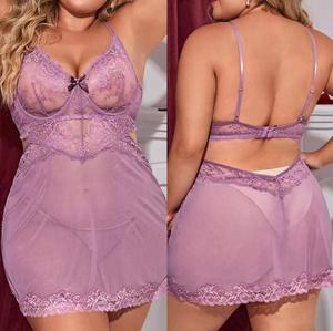 ODM OEM Ensemble <span class=keywords><strong>de</strong></span> Nuisettes et Strings Grande Taille en Dentelle et Résille Contrastante, Pyjama en Dentelle et Résille pour <span class=keywords><strong>Femme</strong></span>, Vêtements <span class=keywords><strong>de</strong></span> <span class=keywords><strong>Nuit</strong></span> Décontractés, Robe <span class=keywords><strong>de</strong></span> <span class=keywords><strong>Nuit</strong></span> - Product Image 6