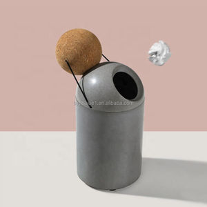 ถังขยะขนาดเล็กฝาไม้วัสดุคอนกรีตรูปทรงกระบอกสำหรับสำนักงานศึกษาโรงแรมล็อบบี้ - Product Image 1