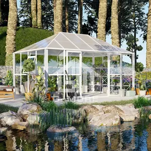 15 "* 10" Luxus Pavillon Gewächshaus Royal Park Garten Gewächshaus Gehärtetes Glas Hobby Garten Gewächs häuser