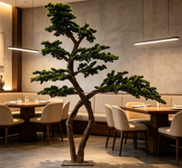 Koleksi Elegan Pohon Bonsai Pinus Buatan Besar untuk Dalam/Luar Ruangan, Dekorasi Dinding Bunga Simulasi Plastik