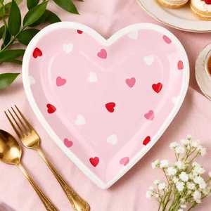 Assiettes jetables modernes en forme de cœur, écologiques, résistantes à l'eau et biodégradables pour les fêtes d'anniversaire et les mariages (vente en gros) - Product Image 4