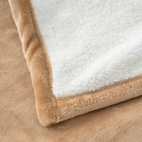 Luxueux 480GSM couleur chameau lourd confortable doux épais chaud en peluche Double couche Sherpa polaire couverture de lit réversible en King Size