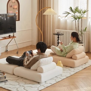 Velvet Minimalist Modern Fabric <strong>Single</strong> <strong>Sofa</strong> Sweet Potato <strong>Sofa</strong> <strong>Bed</strong> Small-Sized Living Room Folding Dual-Use Tatami Tofu <strong>Sofa</strong> - Product Image 3