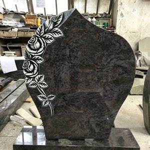 Pierre tombale en granit noir de style européen avec rose sculptée à la main, style allemand, <span class=keywords><strong>monument</strong></span> funéraire pour cimetière - Product Image 4