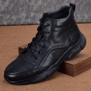 Chaussures décontractées tendance pour hommes, nouvelle collection automne, en cuir véritable, à tige haute, épaisses, antidérapantes, bottes de travail, semelle intermédiaire en PU - Product Image 1