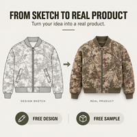 Blouson Bomber Homme Personnalisé en Twill Imprimé Camouflage Intégral avec Col Côtelé et Fermeture Éclair – Style Universitaire pour Tenue Quotidienne Urbaine