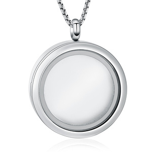 Stainless Steel Round Glass Cremation Locket <strong>Necklace</strong> <strong>Hold</strong> <strong>Ashes</strong> of Loved Ones Women Men Memorial Urn Jewelry - Product Image 1