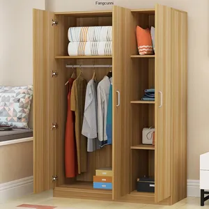 Petite <span class=keywords><strong>armoire</strong></span> moderne simple en bois massif <span class=keywords><strong>Armoire</strong></span> de rangement pliable en gros pour logement de location Meubles de chambre à coucher avec porte en MDF - Product Image 1
