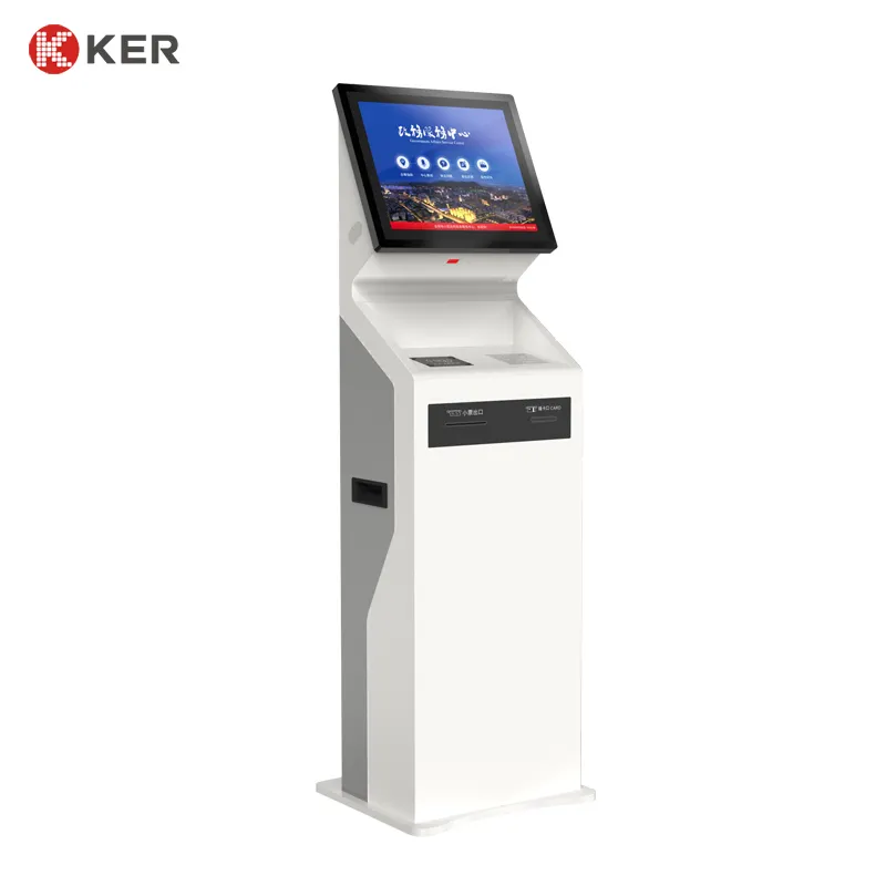 18.5 inç A4 raporu kendi kendine hizmet kiosk dokunmatik ekran pc self servis bilet \ rapor baskı kiosk için alışveriş merkezinde toplamak