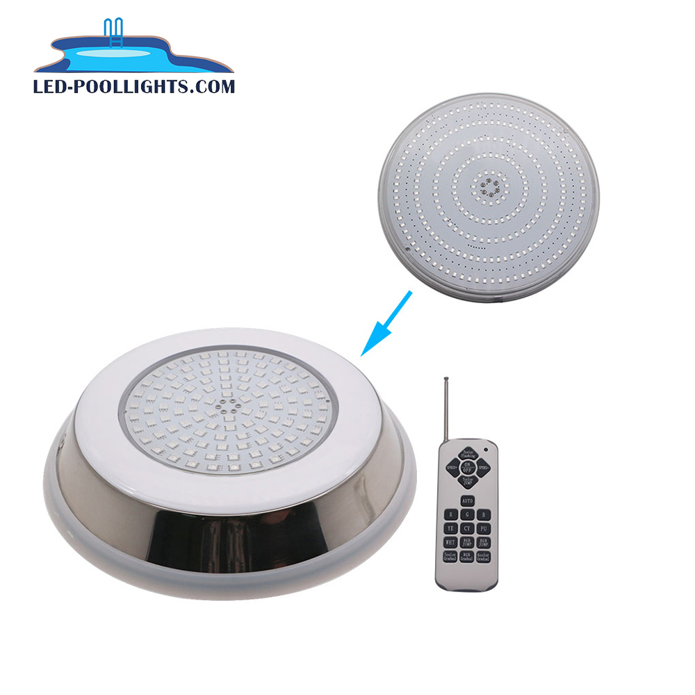 LED Pool Light Stainless Steel 316SS Resin Filled Warm Pool IP68 Waterproof RGB Remote Control 120 Beam Angle Pool Light