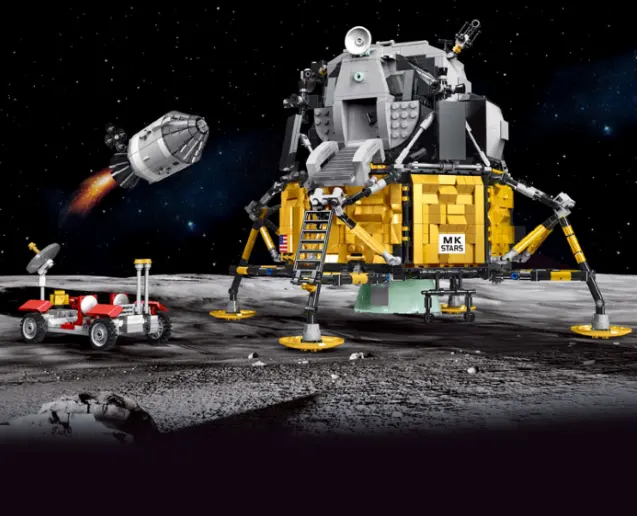 Molde de blocos de construção, molde de brinquedo rei 21006 estrela plano apollo 11 espaecraft, compatível com todas as grandes marca legou crianças