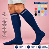 Chaussettes de compression montantes personnalisées avec logo, anti-humidité, en nylon et élasthanne, marque privée, pour le sport, les voyages, les uniformes, fabricant OEM