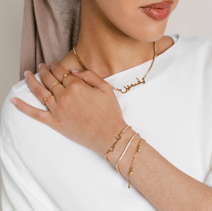 Bracciale Tennis Personalizzato in Acciaio Inossidabile Impermeabile Inspire Jewelry, Catena Placcata Oro con Zirconi e Nome Arabo Personalizzato - Product Image 3