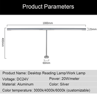 Lampe de bureau électrique LED moderne minimaliste blanche à bande longue, rotative à 350 degrés, pour la lecture et le travail