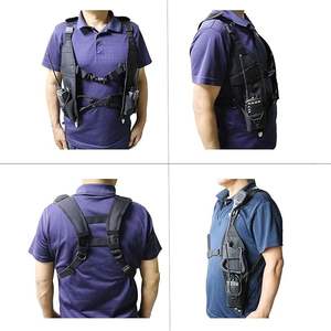 アウトドア旅行用ユニバーサルブラックポータブルダブルワイヤレスラジオ肩胸バックパックベストバッグ - Product Image 2