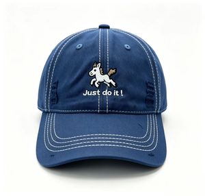 Gorra de béisbol bordada con caballo de dibujos animados, sombrero de sol de algodón lavado vintage para niños - Product Image 1