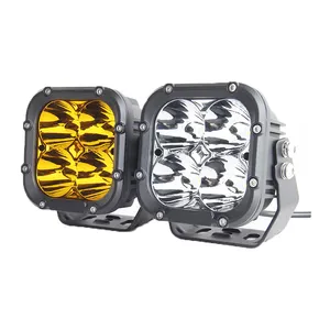 New White Amber 40W 5inch Square OffRoad Aurora Lights LED Driving Light
