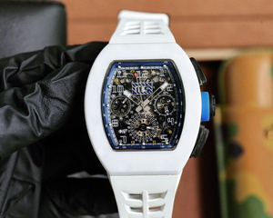 นาฬิกาโครโนกราฟโครงกระดูกสีขาวคุณภาพสูงพร้อมสายยาง - Product Image 1