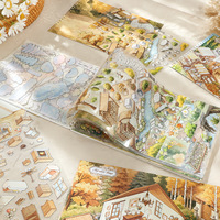 1 paquet d'autocollants pour scrapbooking, hiver, Noël, village enneigé, lapin, trou d'arbre, autocollants pour journalisation