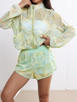 Ensemble deux pièces tendance haut de gamme pour femme, sportswear décontracté d'été, anti-exposition, idéal pour les vacances, à manches longues, pour le commerce transfrontalier