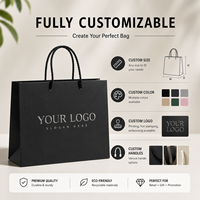 Tas Kado Kertas Karton Hitam Premium Mewah dengan Pegangan Tali Logo Kustom untuk Kemasan Aksesoris Fashion Perhiasan Butik