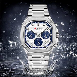 CURREN 8459 Nouvelle arrivée Montre pour homme Montres classiques à quartz bleues Bracelet en acier inoxydable Sport Multifonction Chronographe - Product Image 3