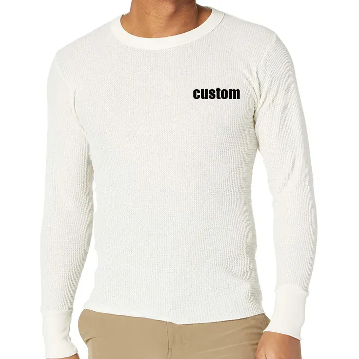 Cotton Waffle Fabric Thermal Shirt Traditional Long T shirts Thermal Long-Sleeve Shirts For Men