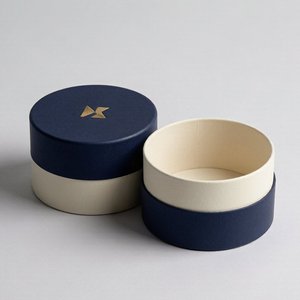 Custom Blue Cardboard Paper Tube Packaging Luxury Cylinder Gift <b>Box</b> for Cosmetics Candles Skincare Products - Product Image 2