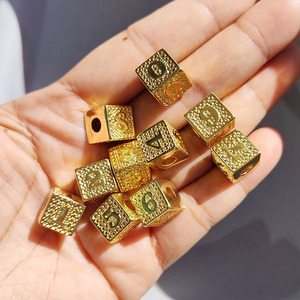 Zircon ทองเหลืองสำหรับเด็กหนึ่งสองสามสี่ห้าหกแปดเก้าศูนย์จำนวนลูกบาศก์บล็อกเครื่องประดับแฟชั่นจี้เสน่ห์ - Product Image 4
