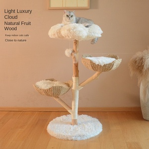 <span class=keywords><strong>Arbre</strong></span> <span class=keywords><strong>à</strong></span> <span class=keywords><strong>chat</strong></span> en <span class=keywords><strong>bois</strong></span> naturel en gros avec paniers en rotin |   Tour <span class=keywords><strong>à</strong></span> <span class=keywords><strong>chat</strong></span> multi-niveaux faite <span class=keywords><strong>à</strong></span> la main pour les chats grands et multiples - Product Image 2