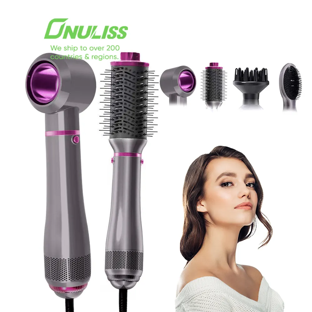 5 In 1 döner saç düzleştirici şekillendirici bir adım saç hacim saç kurutma makinesi fırçası fan yuvarlak fırça sıcak tarak
