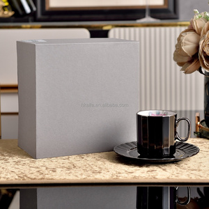 Hot Sale European Luxury black and white Circle Porcelain <b>Tea</b> <b>Cup</b> & Saucer <b>Set</b> for friend - Product Image 2