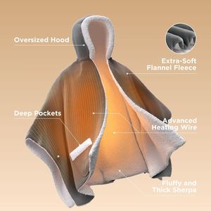 Customized Printed <strong>Plus</strong> <strong>Size</strong> Heating Soft Fleece Wearable Oversized Warm Electric Heated TV Blanket with Sleeves and <strong>Hoodie</strong> - Product Image 3