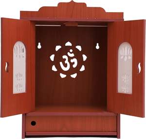 Handmade Customizable MDF Wooden Wall Temple for Home Business Office <strong>Pooja</strong> Mandir with Engraved <strong>Design</strong> and <strong>Doors</strong> - Product Image 6