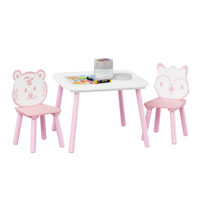 Ensemble table et chaise ergonomique moderne pour enfants, 3 pièces, MDF, bureau pour tout-petits, dossier en forme d'animal, table d'activités, dessin, apprentissage, salle de jeux, crèche